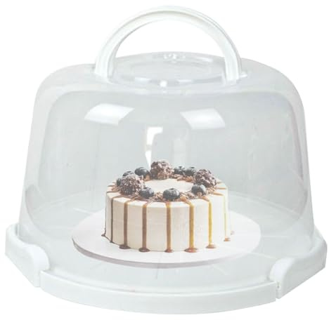 Cake Carrier Handle - 8in-10 Inches, Dustproof Fresh Keeping Cake Box, Clear Reusable Storage, Transport Holder | Portable Cupcake Cookie Container for Wedding Party Travel Bakery Dessert