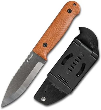 SDOKEDC Jagdmesser mit Feststehender Klinge – Outdoor Messer für Männer, EDC, Camping, Angeln & Bushcraft, DC53 Stahl Micarta Griff (Schwarz)
