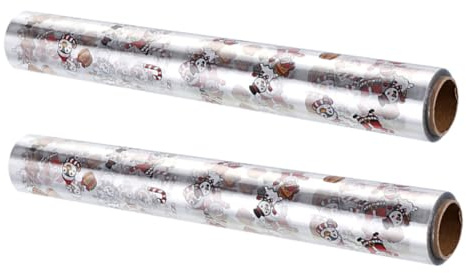 MUELODSIC 2 Rollen Weihnachtliche Transparente Geschenkfolie Zellophanfolie für Geschenkverpackung Blumensträuße Körbe Dekoration Klar Festlich Vielseitig