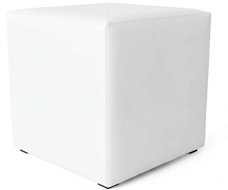 Extrasen Hocker Wohnzimmer Sitzhocker - Quadratisch 40 x 40 cm - Sofahocker - Öko-Leder- Weiß