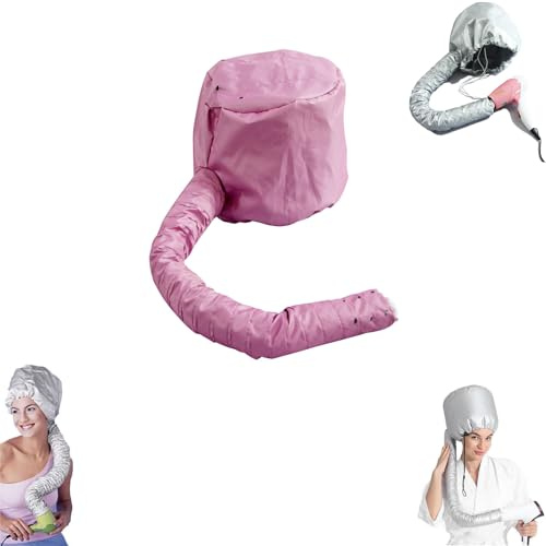 Bonnet Séchoir Portable pour Cheveux, Casque Chauffant Adjustable avec Embout Diffuseur pour Traitement Profond, Séchage Rapide & Coiffure pour Femmes à la Maison ou en Voyage (Argent/Rose/Noir)