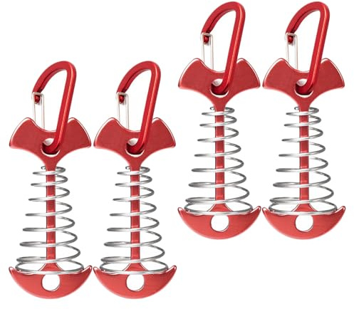 Hemobllo 4 Stück Fischgräten Zeltheringe aus Aluminium mit Federhaken Campingzubehör Bodennägel für Outdoor und Zeltunterstand
