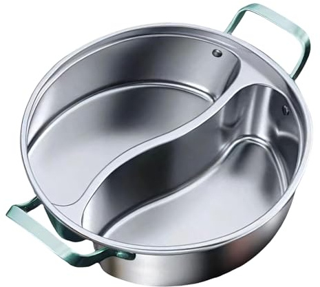 Ollas calientes de doble compartimento de 32 cm y 34 cm, acero inoxidable 316 de alta calidad, para reuniones familiares y uso comercial, sin tapa, ollas calientes de doble sabor
