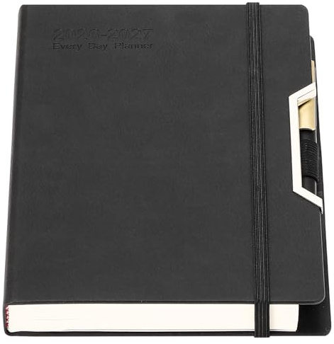 Academic Diary 2026-2027,Diary 2026-2027 Day Per Page, Hardcover Organized from July 2026 to June 2027, Agenda A5 Daily Monthly Planner with Monthly Tabs, Inner Pocket,Pen,Pen Loop,Stickers (Black)