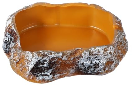 QUARKZMAN Cuenco De Comida para Reptiles 4.1 Pulgadas Naranja Diseñado | Plato De Alimentación Para Reptiles, Cuenco De Esquina De Agua De Resina, Plato De Alimentación De Gusanos XS