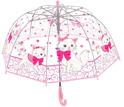 Bubbelparaply – klart regnparaply, transparent baldakin med vindtät , barnparaplyer med handtagsdesign, regnutrustning lätt konstruktion för resepark pendling 66 cm, rosett katt, Refer to