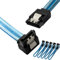 SATA 3 Datenkabel, 90 Grad Serial ATA III, 6,0 Gbit/s, 7-polig, Buchse auf Buchse, flaches Datenkabel mit Verriegelungsriegel, für SATA HDD, SSD, CD-Treiber, CD-Brenner (5 Packungen, blau)