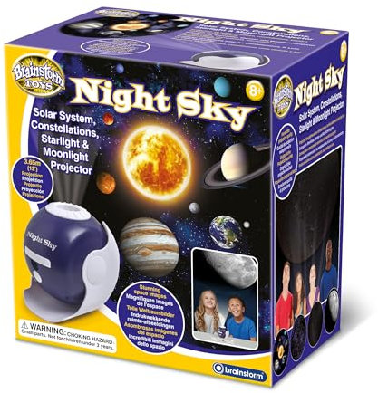 Brainstorm Toys Night Sky – Solar System, Constellations, Starlight, and Moonlight Projector with 3.65m Projection, Educational Space Light for Kids’ Room