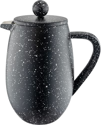 Café Olé BFD Granite Cafetière, 18/10 stainless steel double wall body and mesh filter, Black Granite effect finish, 350ml (3 espresso cups or 1 mug)