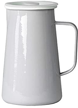 EVSER Iced Tea Jug Creative nostálgico frío hervidor de hervidor Retro Esmalte de Esmalte con Tapa Grande for té Helado, sangría, Limonada y más (33.8 oz) Juice Pitcher