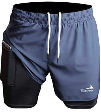 Short de Course 2 en 1 pour Homme, idéal pour la Salle de Sport, Le Sport, Les Marathons et l'entraînement en extérieur Gris M
