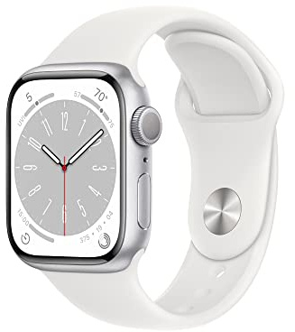 Apple Watch Series 8 (41MM, GPS) - Silver Aluminum Case with White Sport Band (Renewed Premium)
