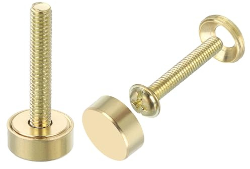 QUARKZMAN 4 Unidades de Tornillos Decorativos de Latón con Tapas, Clavos de 12 mm para Cubrir Tornillos de Espejo, Fijaciones para Muebles Decorativos, Dorado