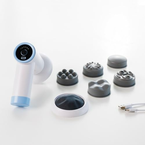 InnovaGoods® Masajeador anticelulitico reductor 6-in-1, Pistola de Masaje para Relajación y Recuperación Muscular, con 5 cabezales intercambiables, 6 niveles de Intensidad regulable.