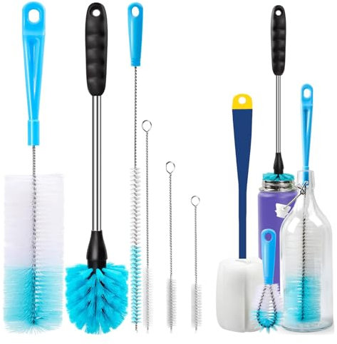 FlaschenbüRste,Flaschenreiniger BüRste,8 STK ReinigungsbüRste,EckreinigungsbüRste,LöSt HartnäCkigen Schmutz,FüR Lange Flaschen Mit Schmalem Hals,Wasserflaschen,Babyflaschen,TrinkgläSer