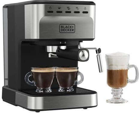 Black+Decker Semi-Automatic 15 Bar Espresso and Cappuccino Maker, Versatile Machine with Ability to use Grounds or ESE Pods to Make Your Perfect Cup of Coffee