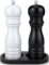 BOCHION Salt and Pepper Grinder Set, 6.5inch Pepper Mill with Tray, Oak Salt Grinder Mills with Adjustable Ceramic, Refillable Spice Grinder Shakers for Kitchen, BBQ and Cooking