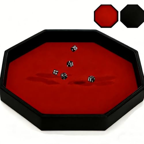 Noamus Grande vassoio per dadi ottagonali da 29 cm, rivestito in feltro, in pelle PU, scatola per giochi di ruolo da tavolo in velluto, per giochi di ruolo, DND, gioielli, accessori per feste di