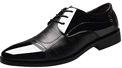 Celucke Herren Derby Schnürhalbschuhe Anzugschuhe Oxford Schuhe, Business Lederschuhe Smoking Lackleder Hochzeit Derby Leder Brogue