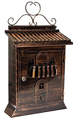 KONGY Briefkasten, American Vintage Wandmontage Briefkasten Wetterfest Abschließbar Verzinktes Blech Bronze Sicher Briefkasten Letterbox