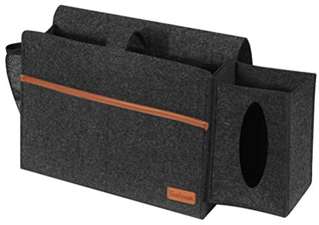Cabilock 1stück Felt Storage Pouch Für Bett Und Sofa Aufbewahrungstasche Für Kleinteile Organizer Tiefgrau Für Nachttisch Und Sofa-armlehne Mit Starkem Klebeband Für Sicheren Halt