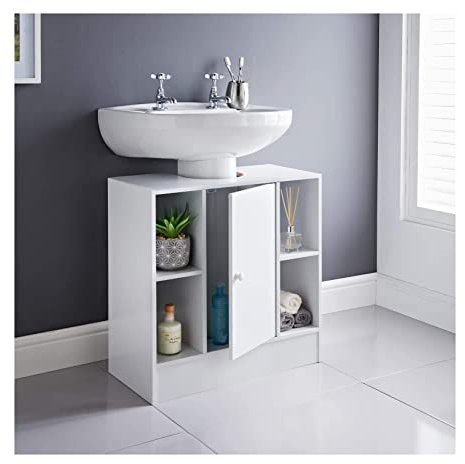 spot on dealz Under sink storage bathroom cabinets free standing white wooden furniture sets 2 cupboard unit with 1 door floor cabinet MDF wood Matte finish Flat pack