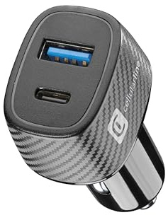 Cellularline | Kfz-Ladegerät | Car Multipower Ultra ausgestattet mit USB-Anschluss und USB-C-Anschluss