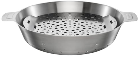 Fiskars Norden Grill Chef Stahl-Dampfkorb, Zur Verwendung als Grillkorb | Dampfgarer oder Sieb, Ø 30 cm, Edelstahl, 1066431