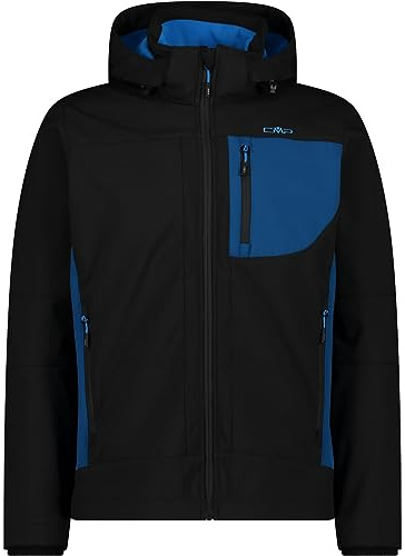 CMP - Giacca da Uomo con Cappuccio e Zip, Nero-Petrol, 46