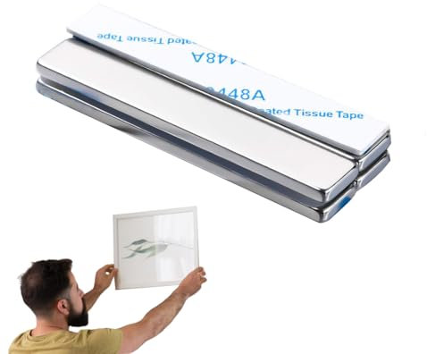 SULIUDAJI 4 Pezzi Magneti al Neodimio Extra Forti Potente Magnete Adesivi 60x10x3 mm Magneti a Barra Potenti, Magneti per Lavagna Magnetica Armadio da Cucina, Rettangolari, con Nastro Biadesivo