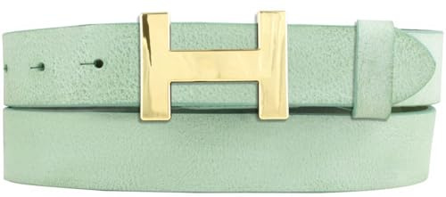Damen-Gürtel HERMINE aus weichem Vollrindleder Vintage-Look 3 cm | Leder-Gürtel für Damen 30mm | Schmaler Ledergürtel Vintage für Damen 30mm | Gold glänzend