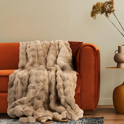 Paco Home Deko Wohnzimmer Decke Kuscheldecke Tagesdecke Boho Aesthetic Sofadecke Schlafzimmer Modern Flauschig Waschbar, Farbe:Beige, Größe:150x200cm