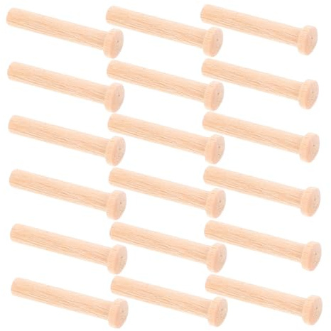 OHPHCALL 20pcs Solid Wood Small Nails Miniature Wooden Nail Pegs T-shaped Round Head Pins Versatile for Craft Woodworking