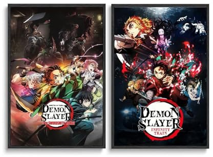 Generisch A Set Of 2 Wall Art Demon Poster Slayer Anime Für Zimmer, Ästhetische Leinwand-Wandkunst, Schlafzimmer-Dekor Poster 12x18inch(30x45cm)