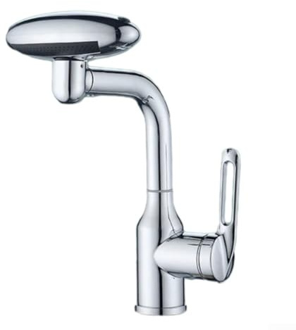 Zilimontt UFO Washbasin Faucet with 4 Modes Rotary Switch, 360° Rotatable Outlet Hose, Multi-layer Filtration and Water-saving Technology for Bathroom Sink in Stainless(Silver)