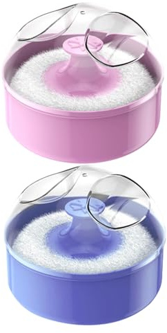 LRXIYODE 2 St Powder Puff med Förvaringsbox Mjuk och Skonsam för Kroppspuder Lämplig för Lös och Kompakt Pulver Små och Praktiska för Spädbarnsvård