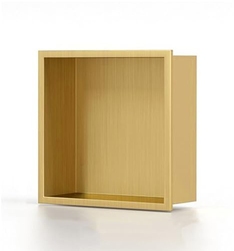 LYXXW Nichos Ducha Acero Inoxidable, Nichos Empotrados en La Pared con Dobles Estantes, Niche de Ducha Sin Necesidad de Azulejos para Instalación sobre Mueble en Baño,Oro,12.5x12.5x4.9