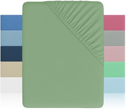 H HANSEL HOME Sábana Bajera Ajustable Cama 105 – Altura 30cm – Microfibra Suave y Transpirable – Sábanas Bajeras Ajustables - Sábana Bajera 105x190/200cm – Verde Claro