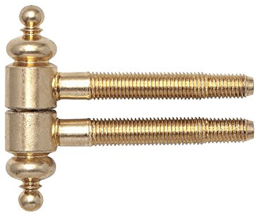 SECOTEC Einbohrband zweiteilig Zierkopf Holz 16 mm vermessingt, Renovierbänder, Aufschraubbänder, Türbänder, 2 Stück