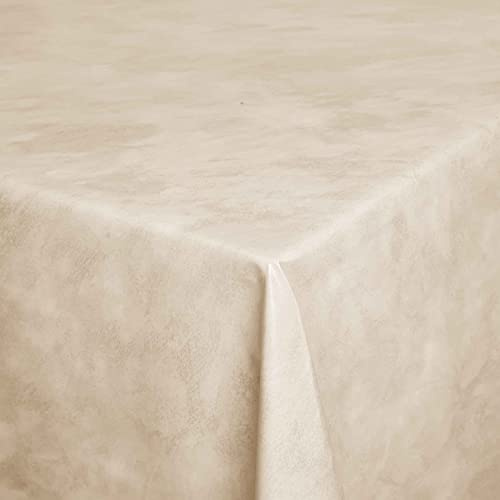 Wachstuch Wachstischdecke Tischdecke Gartentischdecke Breite & Länge wählbar Leicht Marmoriert Beige Creme Eckig 140 x 140 cm abwaschbar