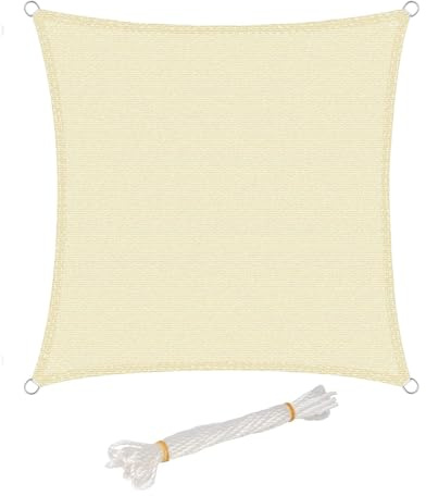 WOLTU Toldo Vela de Sombra Rectangular 4x6 m HDPE Transpirable Anti Rayos UV Solar protección 85% Resistente y para Jardín, Patio, Exteriores Arena, Crema