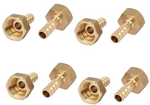 sourcing map 8Stk. Schlauchkupplung Kupplungsstecker Fitting 3/8BSP Innengewinde 8mm Schlauchtülle Messing