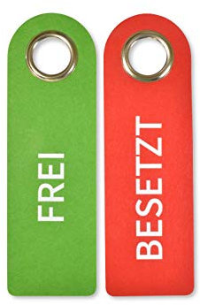 SynMe 2 FREI BESETZT Türhänger aus Filz - Mit Metal-Schutzring - Beidseitig Bedruckt: Vorderseite FREI Rückseite BESETZT - Badezimmer Schlafzimmer - Statusanzeiger - Vielseitig einsetzbar
