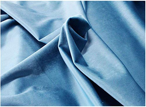 Tessuto Velluto Rasato Tappezzeria Colori Assortiti Velvet a Metraggio 50x280cm-3 Azzurro