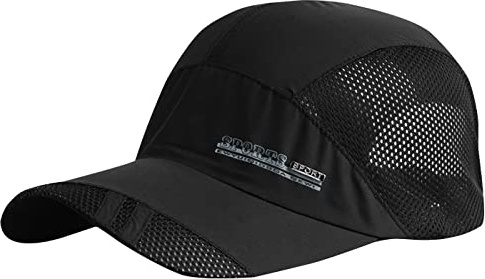 AIEOE - Solhatt Sommar Sport för män Kvinnor Golf Cap Andas Mesh Absorberar Svettning Snabb Torkning Hat för Outdoor - Svart, Svart, one size