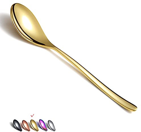 HOMQUEN Goldene Esslöffel 6 Stück, 8,1 Zoll Esslöffel Aus Edelstahl, Suppenlöffel, Dessertlöffel, Löffel, Besteck Für Zuhause, Küche Oder Restaurant, Spülmaschinenfest