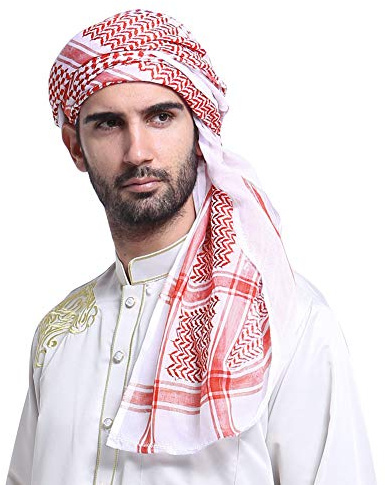 AfinderDE Herren Männer Jungen Muslim Schal Kopftuch Turban Bandana Atmungsaktives Weiches Muslimisches Hijab Stirnband Arabischer Kopfbedeckung (Rot)