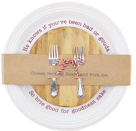 Mud Pie Set piatto e tagliere per formaggi, bianco, tavola in legno: diametro 18,4 cm