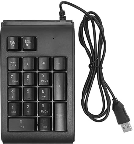 VBESTLIFE Tastierino Numerico Cablato USB, Tastierino Numerico Portatile a 19 Tasti Impermeabile con RGB per Notebook, Laptop, Computer, Supporto per, per Android, per OS X(Nero)