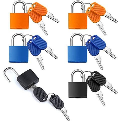 Kofferschloss Klein mit Schlüssel 6 Stück Schloss Koffer Schlösser Vorhängeschloss Set Bunt Mini Gepäckschlösser für Reisekoffer